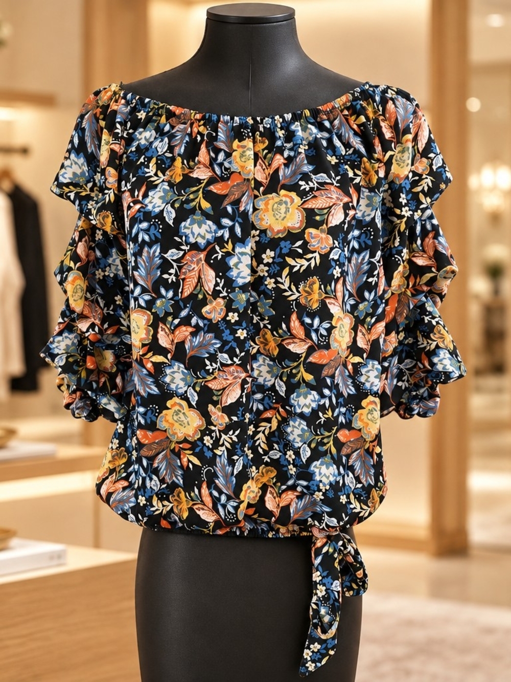 Vince Camuto Floral-Print Off-The-Shoulder Top Size M